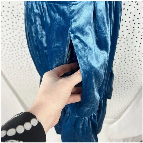 Anthropologie Blue Velvet Mini Dress - Picture 6 of 12